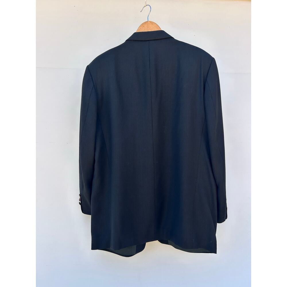 Vintage Yves Saint Laurent Oversized Blazer Jacket Black YSL Logo Monogram XL - Picture 6 of 12